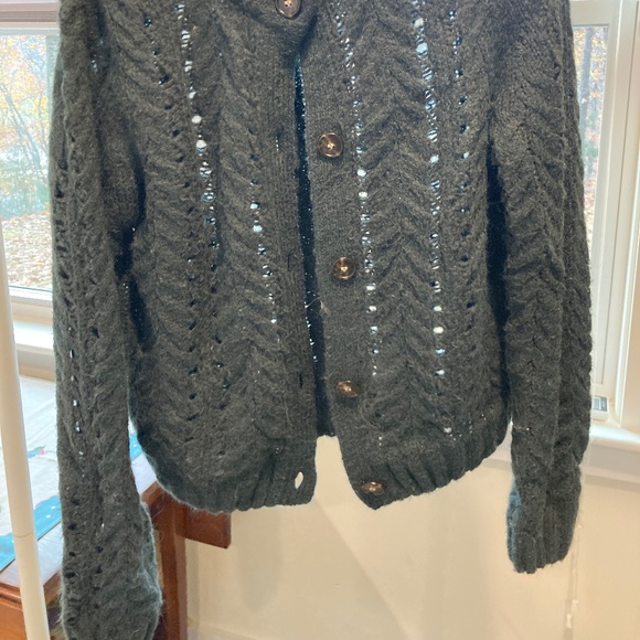 Hand Knit Wool & Mohair Cardigan / M - Picture 3 of 4